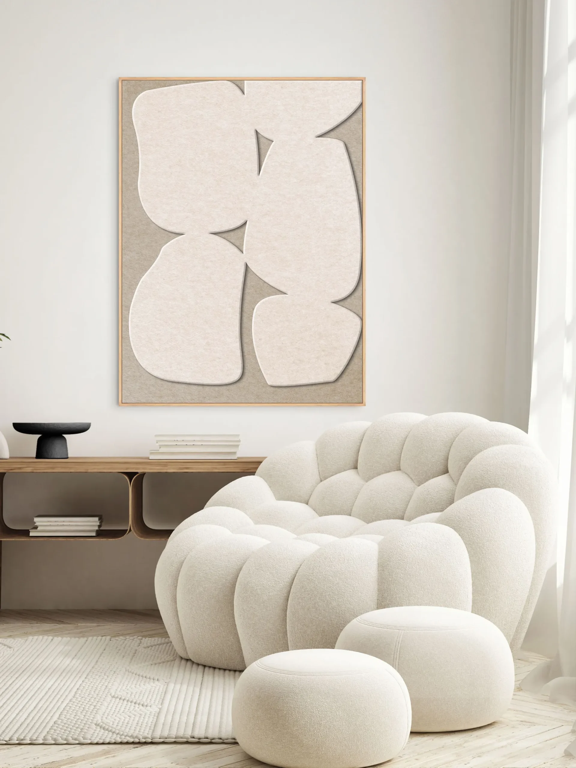Arte da parete acustica Stone Path con cornice in legno