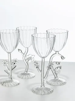 Bicchiere da vino fatto a mano in vetro borosilicato Botanica