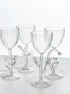 Bicchiere da vino fatto a mano in vetro borosilicato Botanica