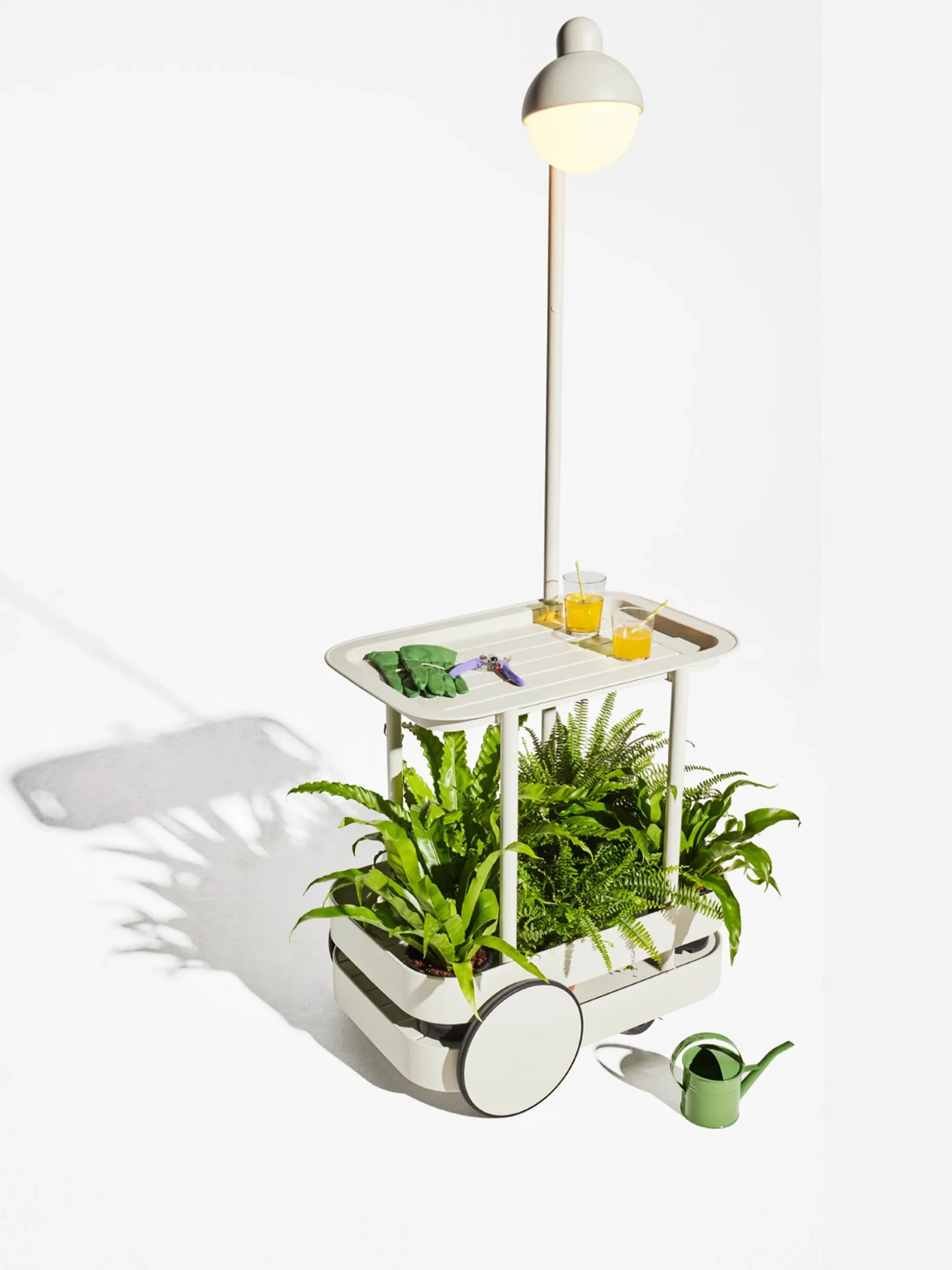 Carrello bar da giardino in metallo con luce a LED Jolly