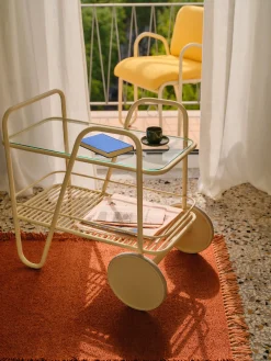 Carrello portavivande in metallo con piano in vetro Giovanni