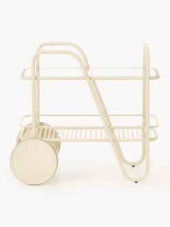 Carrello portavivande in metallo con piano in vetro Giovanni