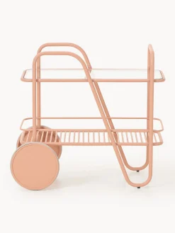 Carrello portavivande in metallo con piano in vetro Giovanni