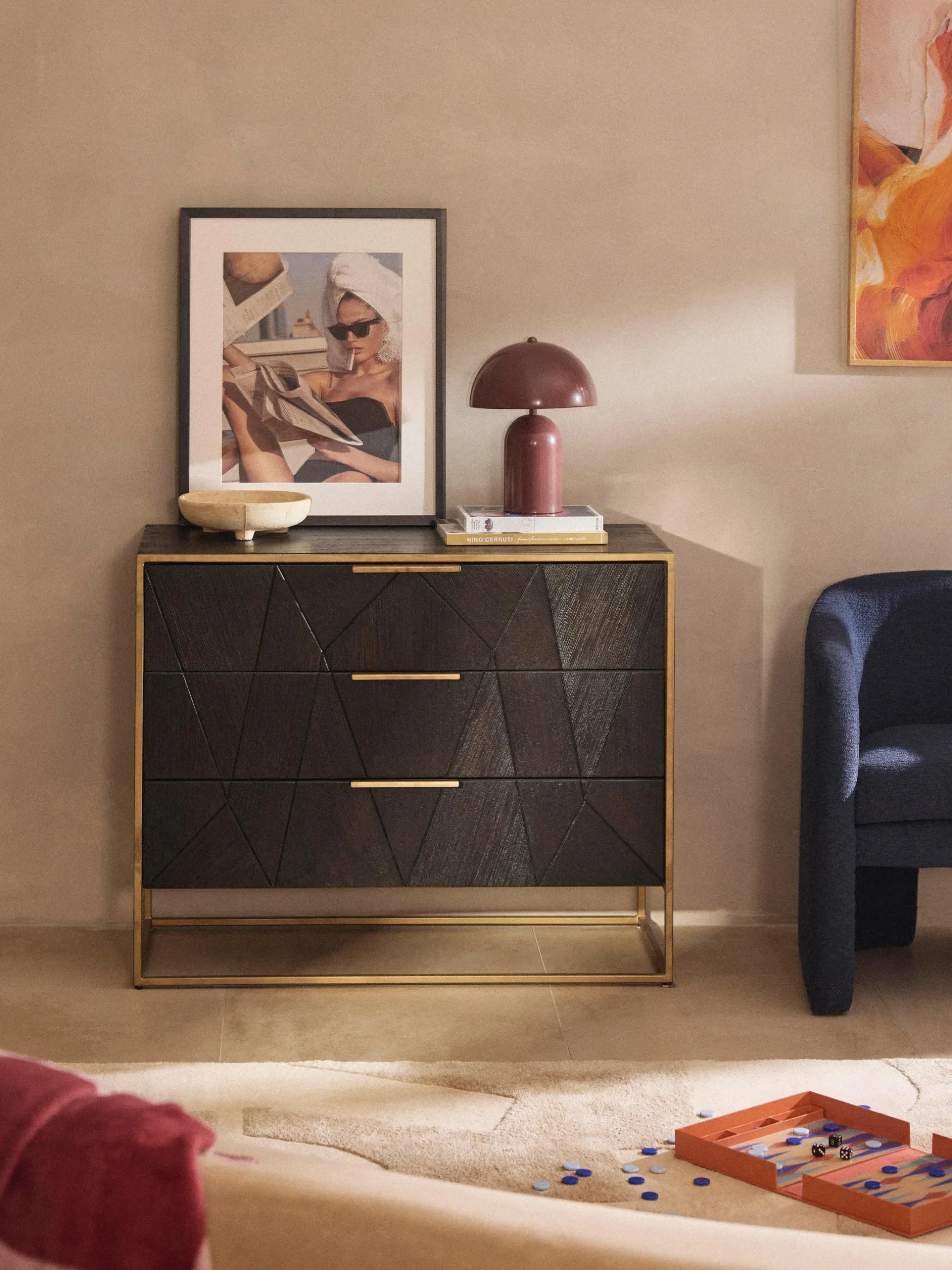 Cassettiera in legno di mango Harry
