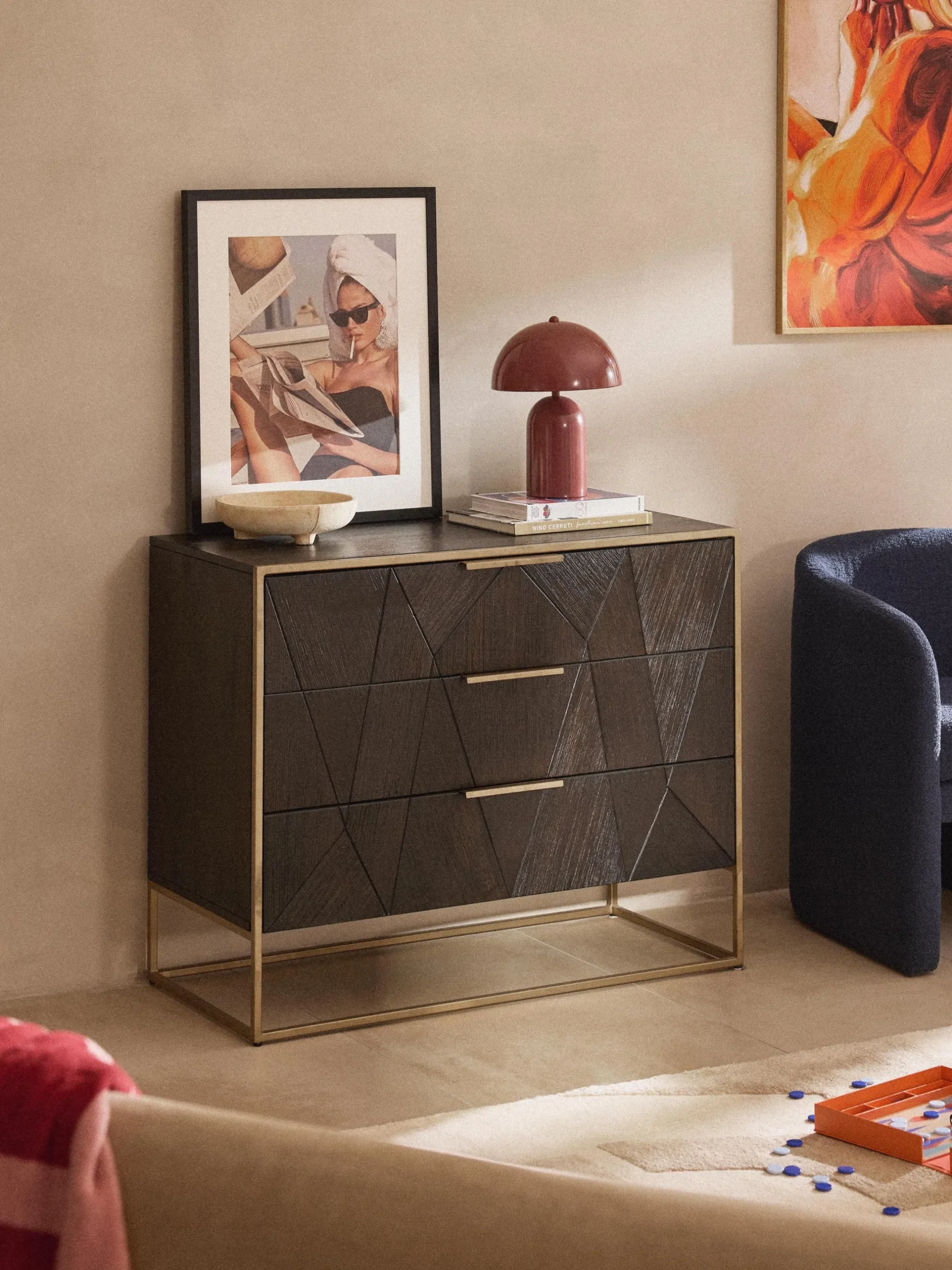 Cassettiera in legno di mango Harry