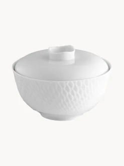 Ciotola da portata fatta a mano con coperchio Wellenspiel Relief