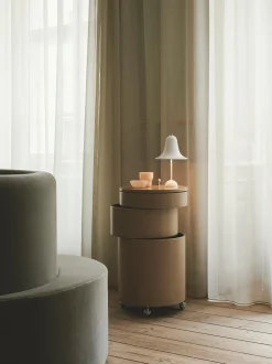 Contenitore a rotelle tondo Barboy, design Verner Panton