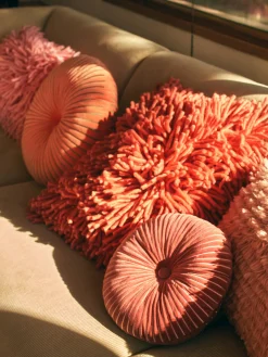Cuscino rotondo in cotone fatto a mano Ripple, Ø 35 cm