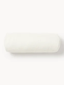 Cuscino rullo in bouclé con bordino Aya