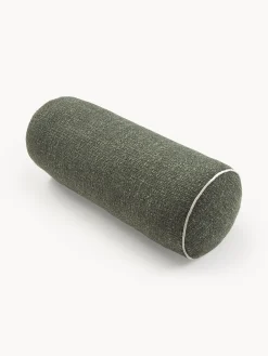 Cuscino rullo in bouclé con bordino Aya
