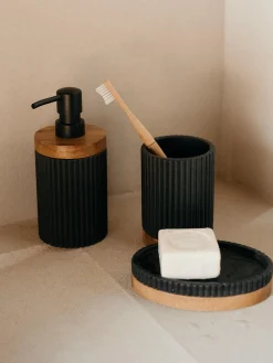 Dispenser sapone con dettaglio in legno Laura