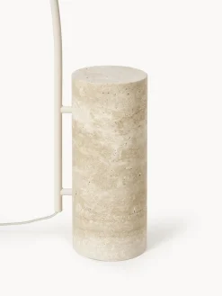 Lampada ad arco con base in travertino Cora