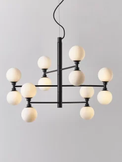 Lampada a sospensione grande con sfere in vetro opale Grover