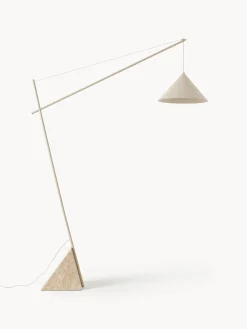 Lampada da lettura grande con base i travertino Reyna