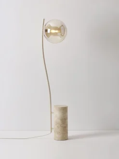 Lampada da terra piccola con base in travertino Cora