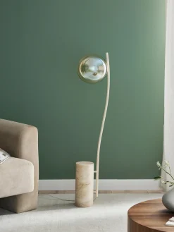 Lampada da terra piccola con base in travertino Cora
