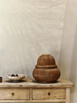 Lampada da terra piccola in rattan Bohemian