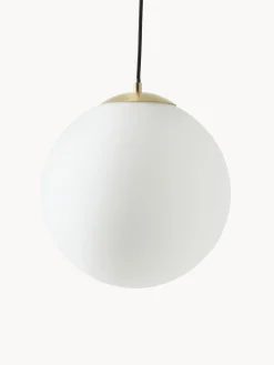 Lampada sferica a sospensione in vetro opalino Beth