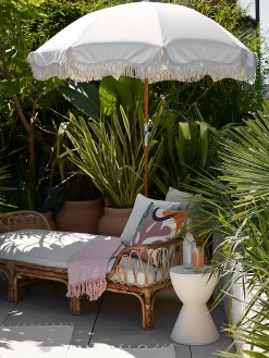 Ombrellone pieghevole con frange Retro, Ø 180 cm