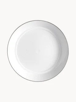 Piatti fondi fatti a mano in porcellana con bordo in platino dipinto a mano Vitruv 2 pz