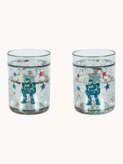 Set di 2 bicchieri glitterati per bambini Hero Robot