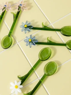 Set di 2 cucchiai in vetro borosilicato fatti a mano Flora