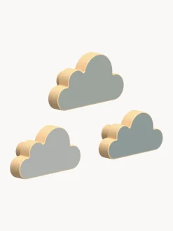 Set di 3 ganci da parete in legno di faggio fatti a mano Cloud