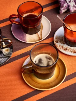 Set di 4 piattini con smalto reattivo 70's