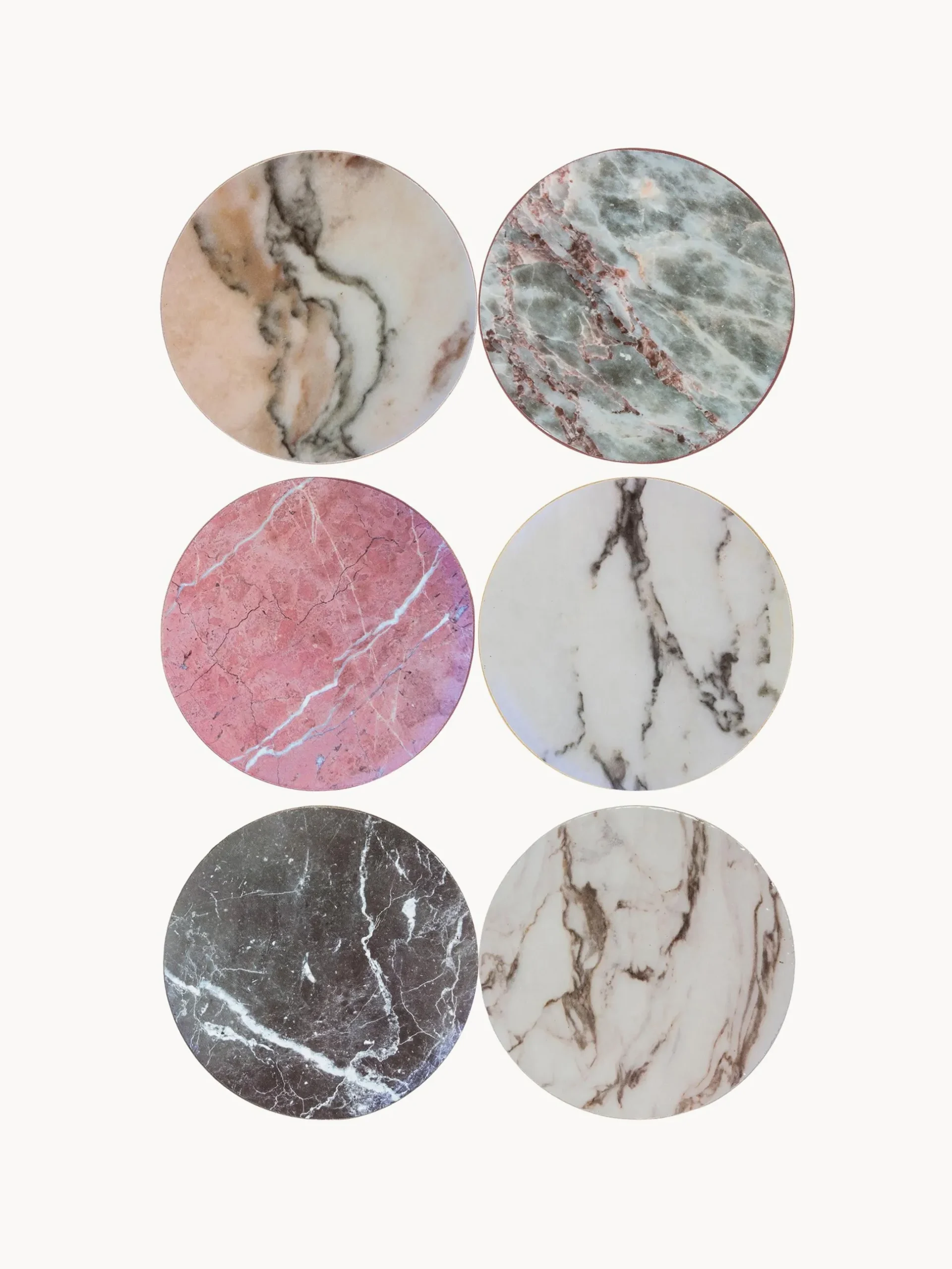 Set di 6 sottobicchieri in sughero effetto marmo Cara
