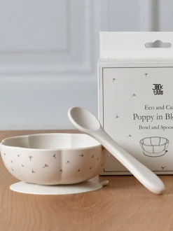Set di 2 stoviglie per bambini in silicone Poppy in Bloom