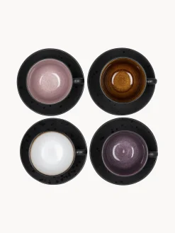 Set di 4 tazze con sottobicchieri Dia