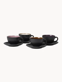 Set di 4 tazze con sottobicchieri Dia