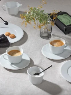 Set di 2 tazze da caffè in porcellana fatte a mano con piattini Vitruv