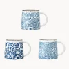 Set di 3 tazze fatte a mano con motivo floreale blu Molly