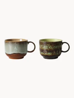 Set di 2 tazze fatte a mano con smalto reattivo 70's