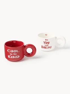 Set di 2 tazze impilabili in porcellana con motivo decorativo Tutti