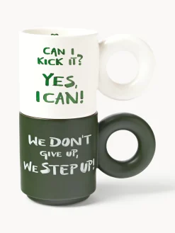 Set di 2 tazze impilabili in porcellana con motivo decorativo Tutti