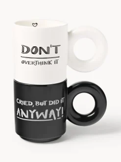 Set di 2 tazze impilabili in porcellana con motivo decorativo Tutti