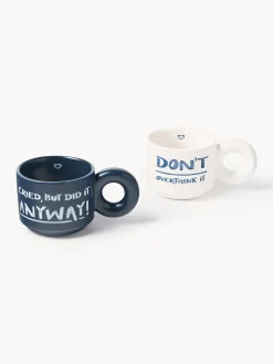 Set di 2 tazze impilabili in porcellana con motivo decorativo Tutti