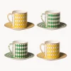 Set di 4 tazzine con piattino Chess