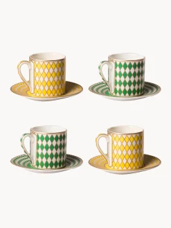 Set di 4 tazzine con piattino Chess