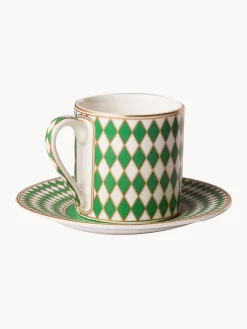 Set di 4 tazzine con piattino Chess