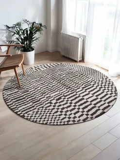 Tappeto rotondo jacquard lavabile da interno-esterno Berber