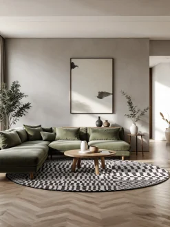 Tappeto rotondo jacquard lavabile da interno-esterno Berber