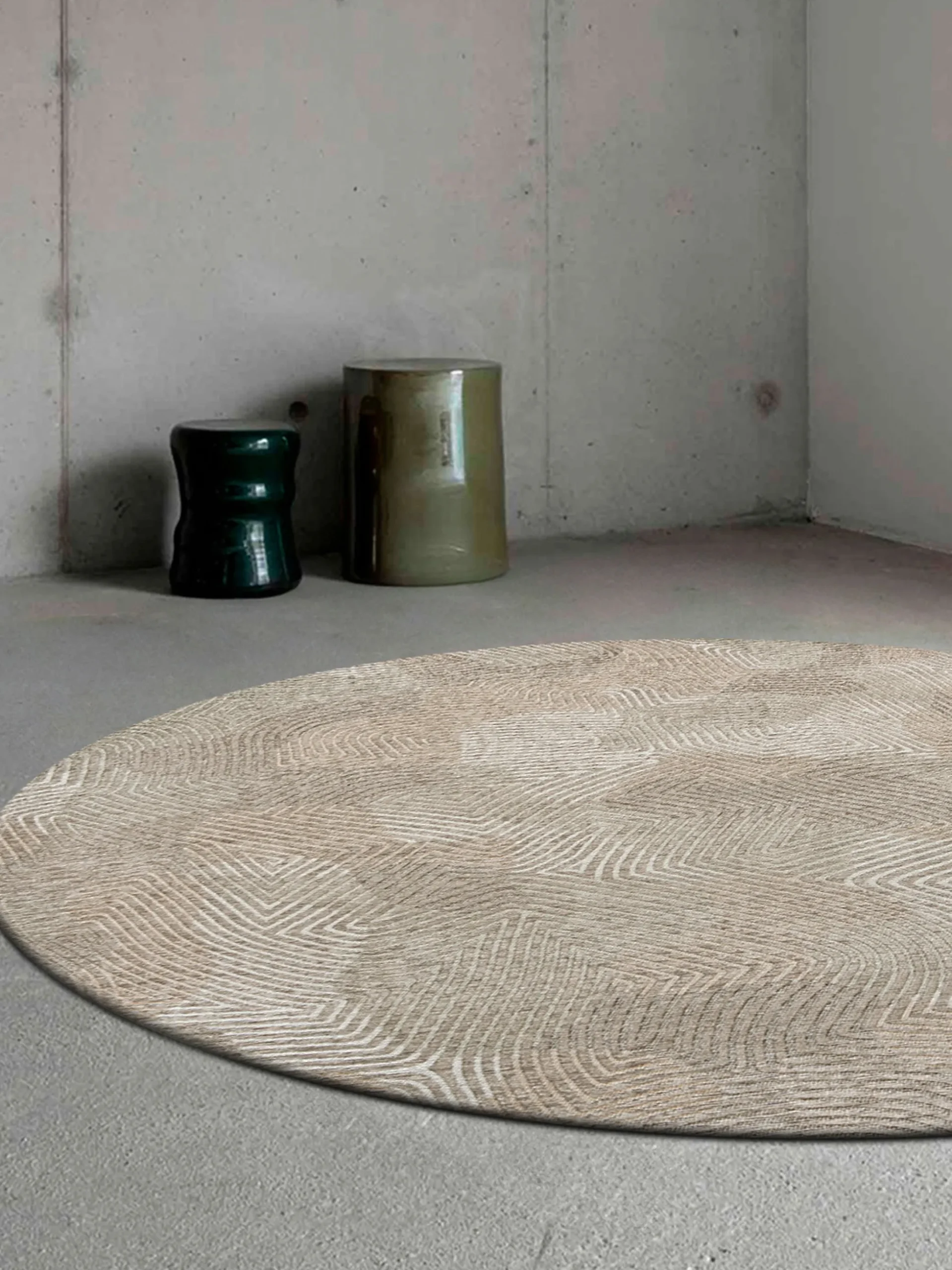 Tappeto rotondo jacquard lavabile da interno-esterno Coral