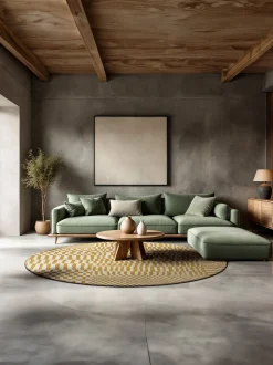 Tappeto rotondo jacquard lavabile da interno-esterno Berber