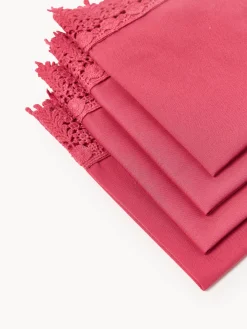 Tovaglioli in tessuto con bordo in pizzo Flavia 4 pz