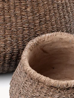 Vaso in cemento fatto a mano Faux-Puff, alt. 13 cm