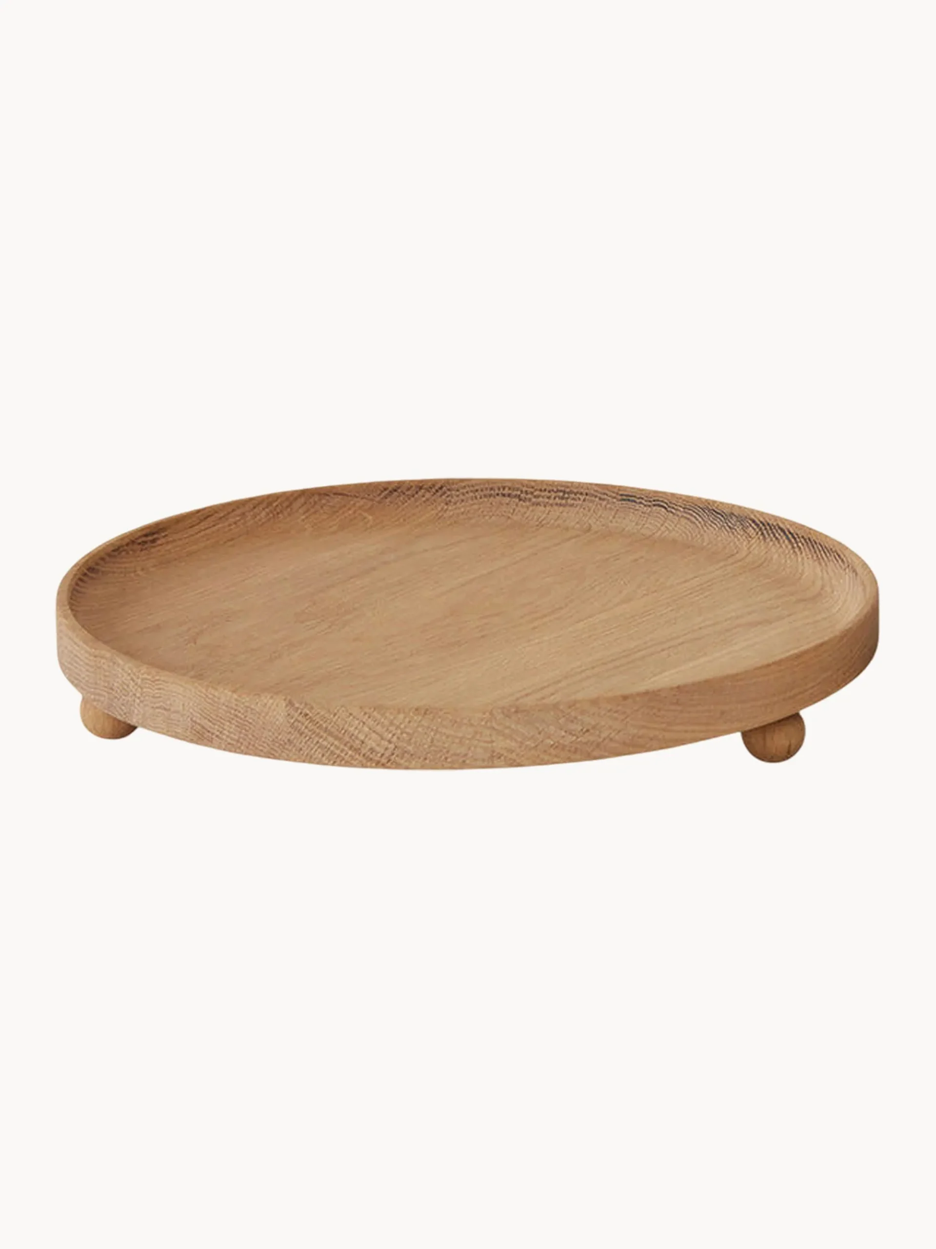 Vassoio da portata rotondo in legno di quercia Inka